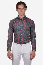 Camicia facile stiro a fantasia corno