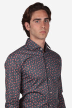 Camicia facile stiro a fantasia corno