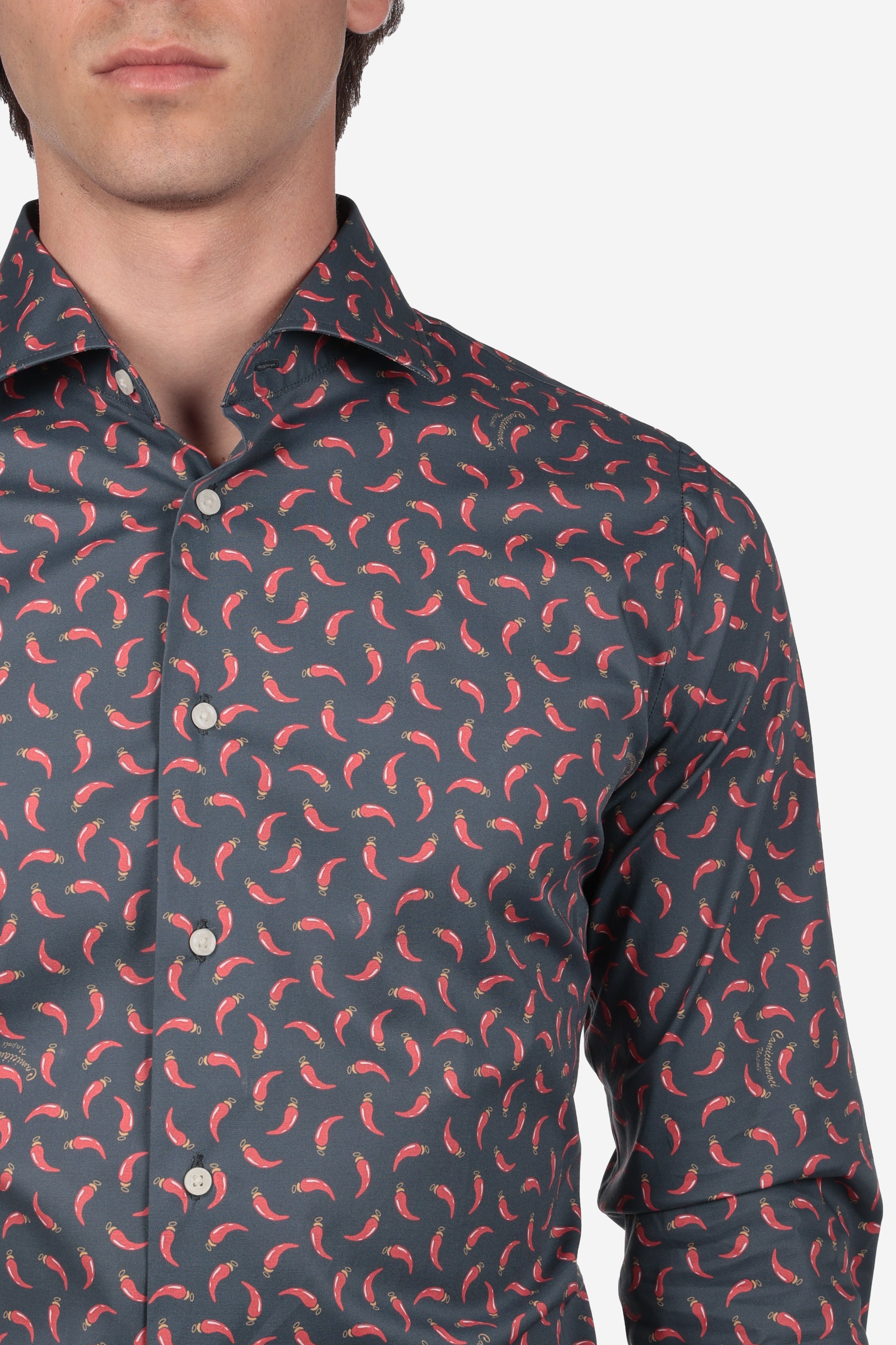 Camicia facile stiro a fantasia corno