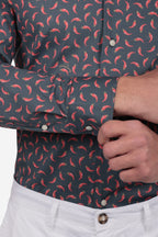 Camicia facile stiro a fantasia corno