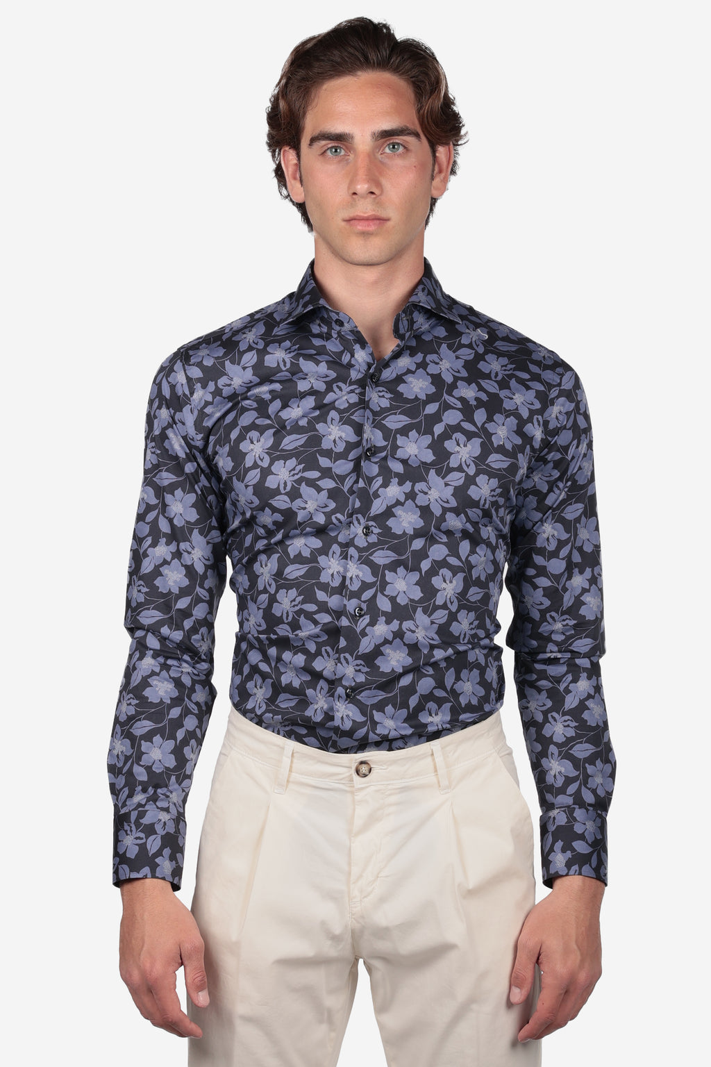 Camicia facile stiro a fantasia violetta