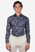 Camicia facile stiro a fantasia violetta