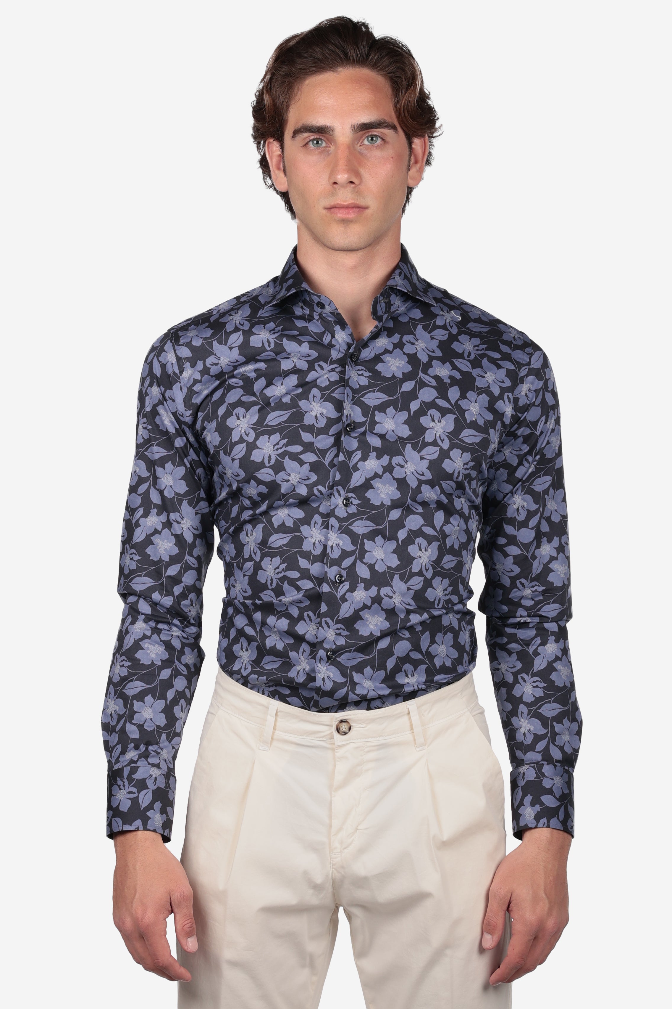 Camicia facile stiro a fantasia violetta
