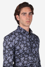 Camicia facile stiro a fantasia violetta