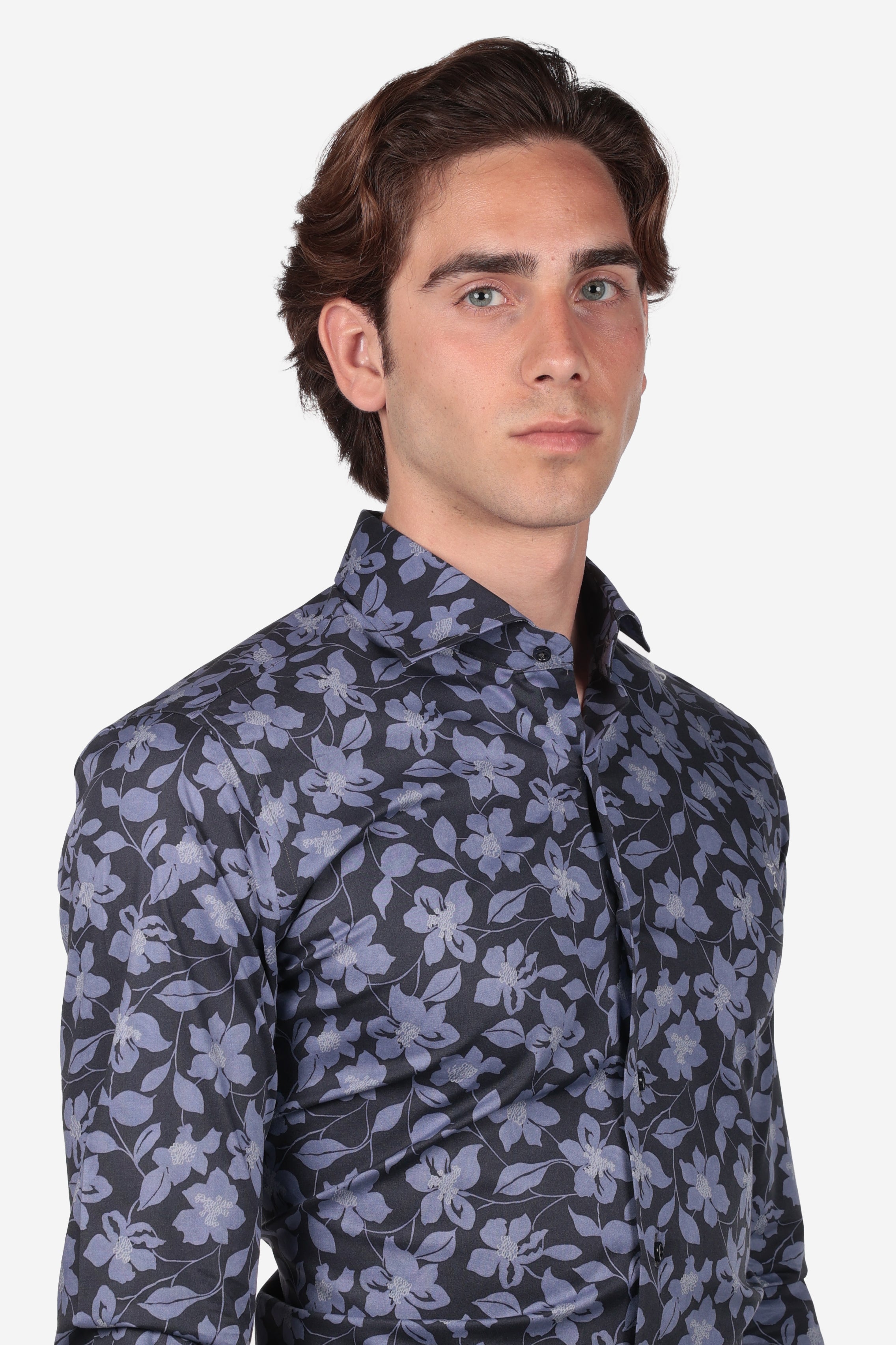 Camicia facile stiro a fantasia violetta