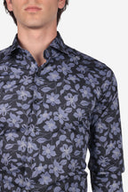 Camicia facile stiro a fantasia violetta
