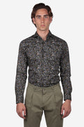 Camicia facile stiro a fantasia fiore pois