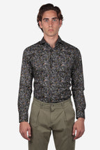 Camicia facile stiro a fantasia fiore pois