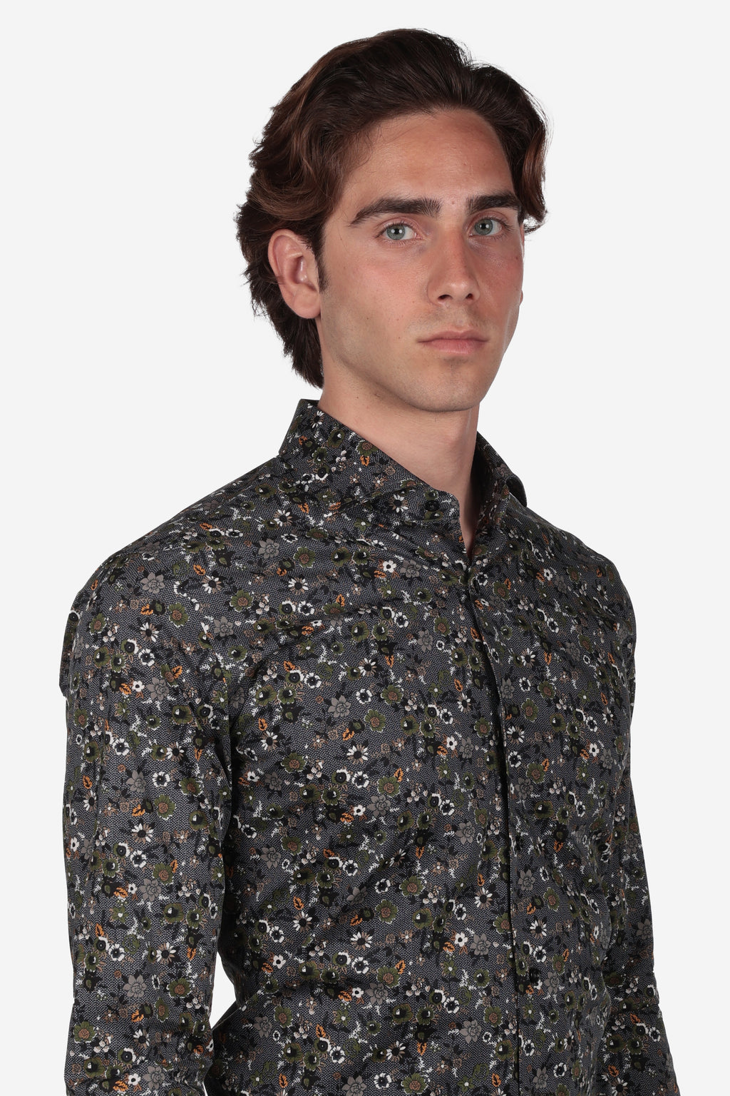 Camicia facile stiro a fantasia fiore pois
