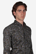 Camicia facile stiro a fantasia fiore pois