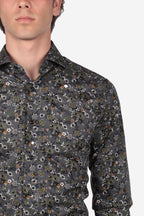 Camicia facile stiro a fantasia fiore pois