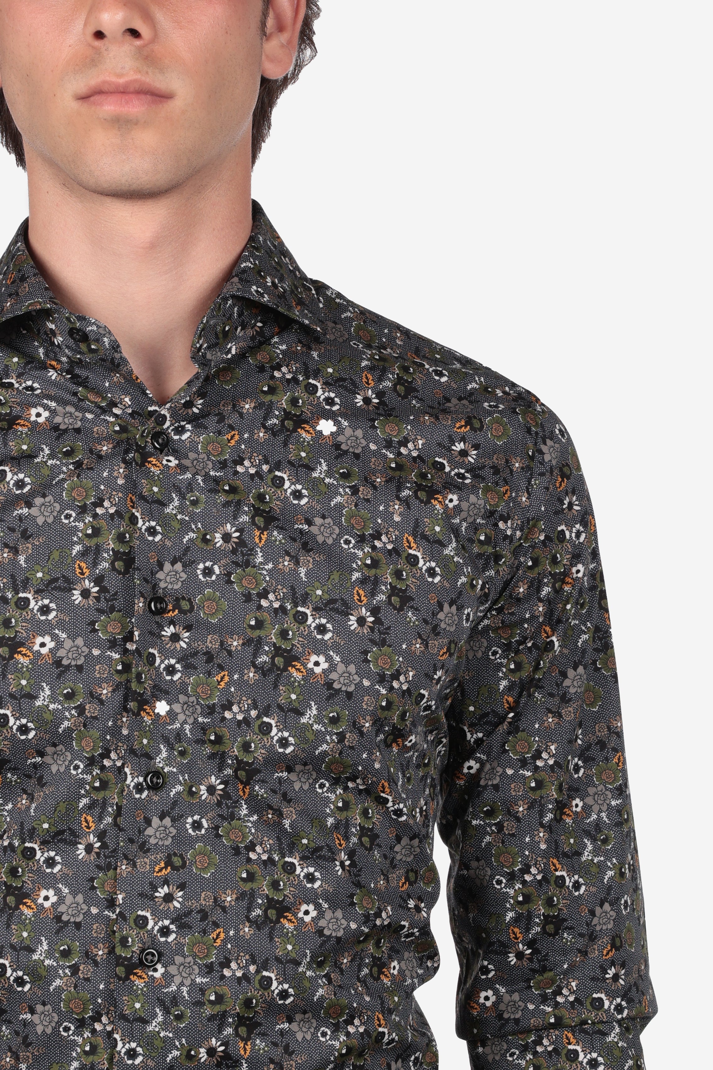 Camicia facile stiro a fantasia fiore pois