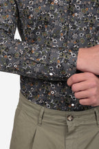 Camicia facile stiro a fantasia fiore pois