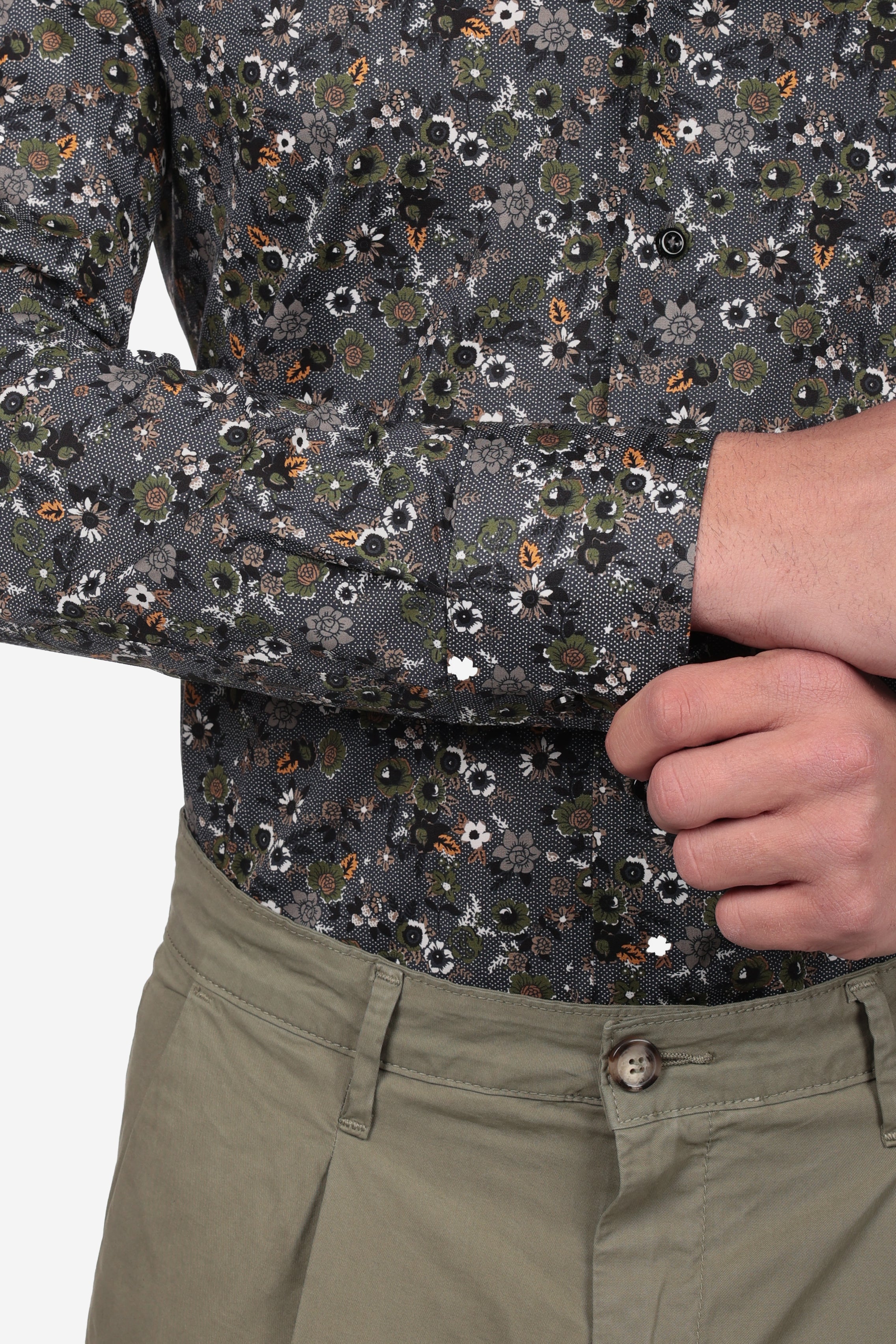 Camicia facile stiro a fantasia fiore pois