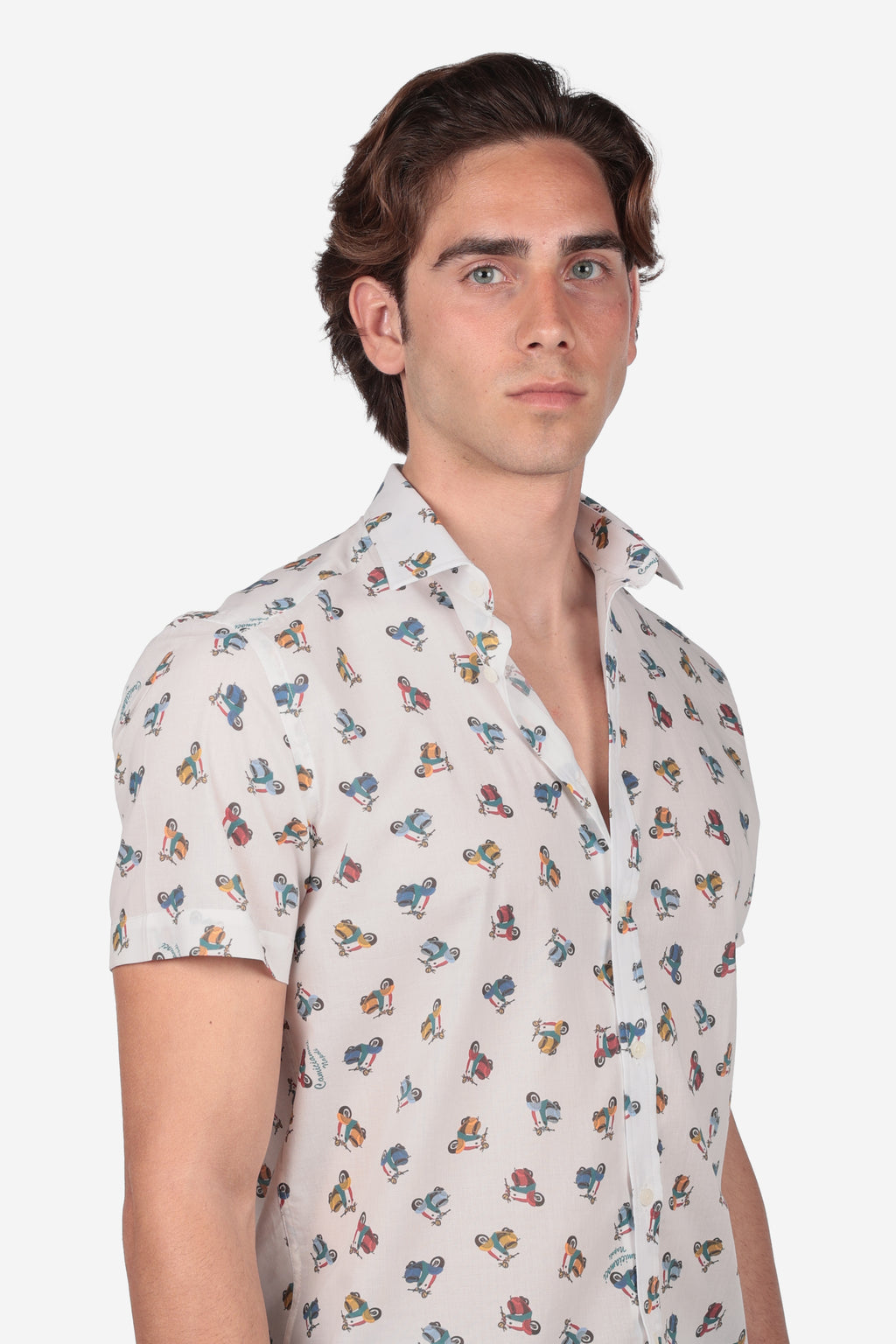 Camicia mezza manica 100% cotone con fantasia vespa