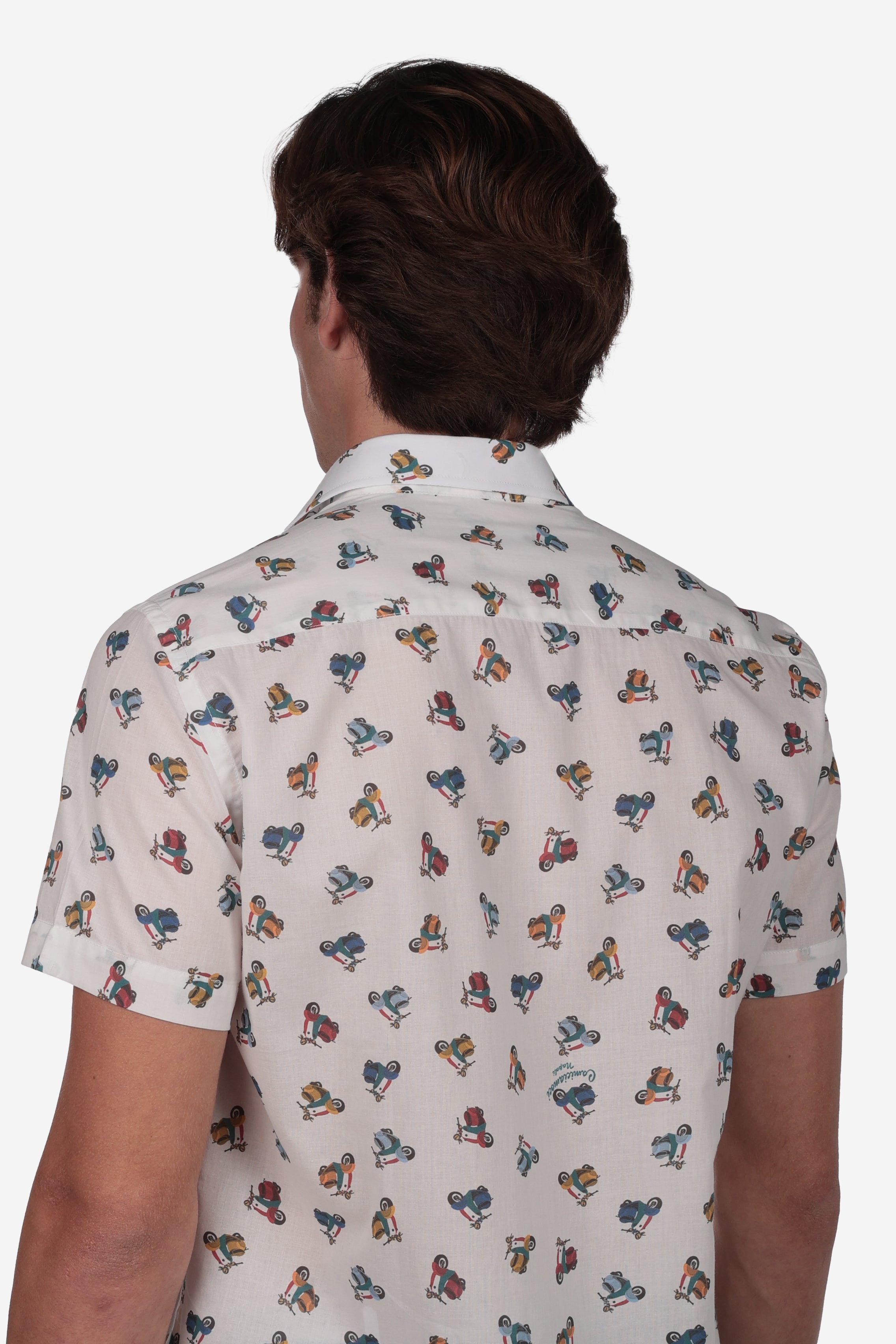 Camicia mezza manica 100% cotone con fantasia vespa