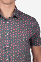 CAMICIA 100% COTONE FACILE STIRO CON FANTASIE A MEZZA MANICA CORNO