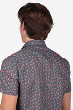 CAMICIA 100% COTONE FACILE STIRO CON FANTASIE A MEZZA MANICA CORNO