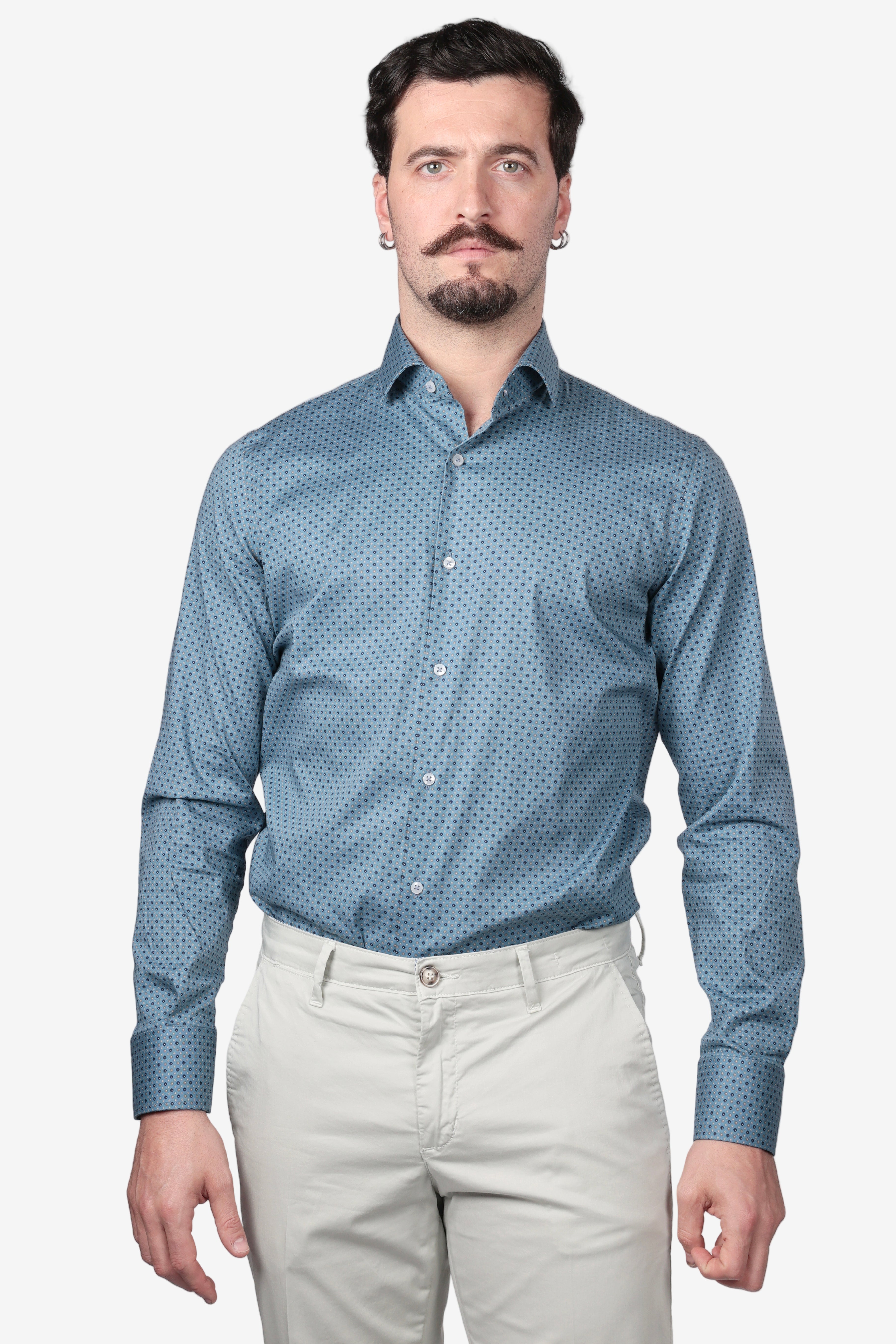 Camicia facile stiro a fantasia rombo