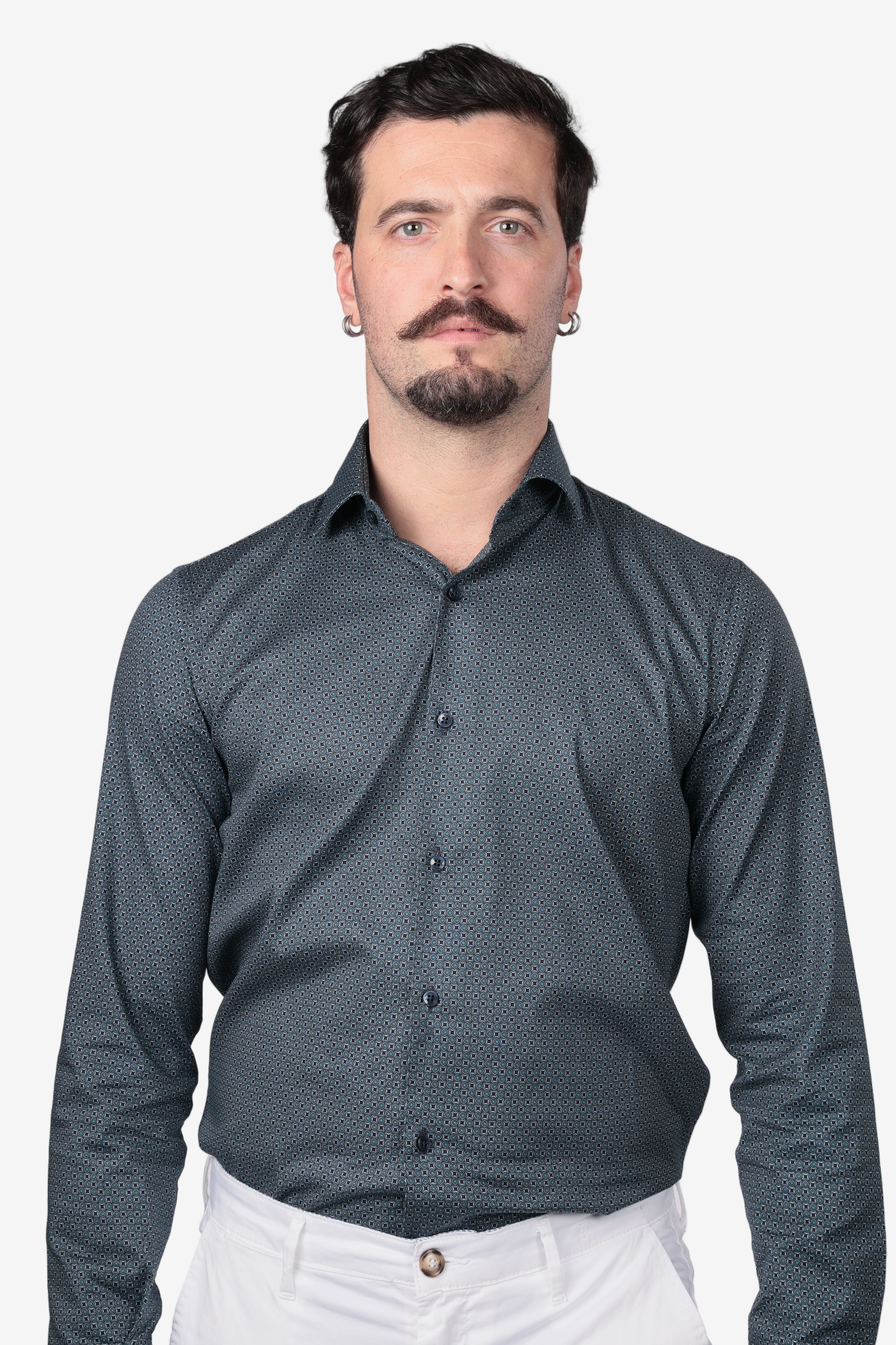 Camicia facile stiro a fantasia labirinto