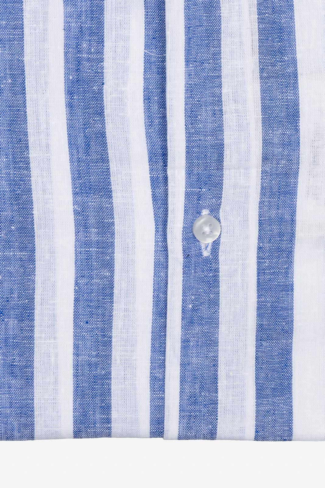 CAMICIA 100% LINO COREANA RIGATA