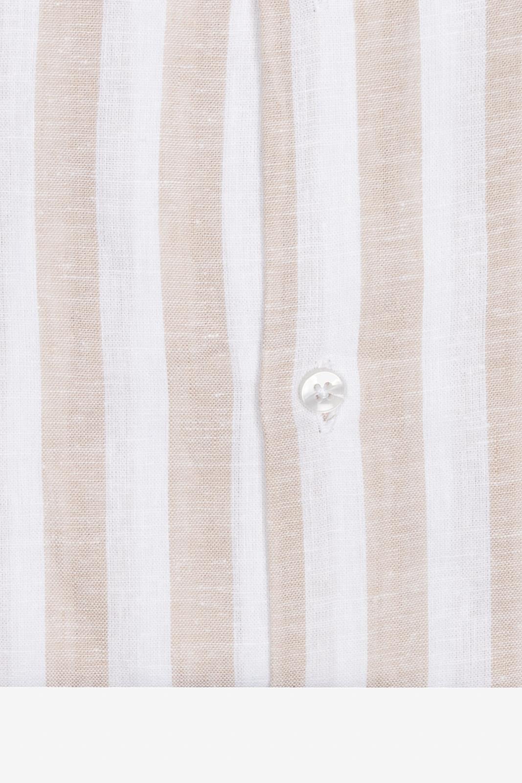 CAMICIA 100% LINO COREANA RIGATA