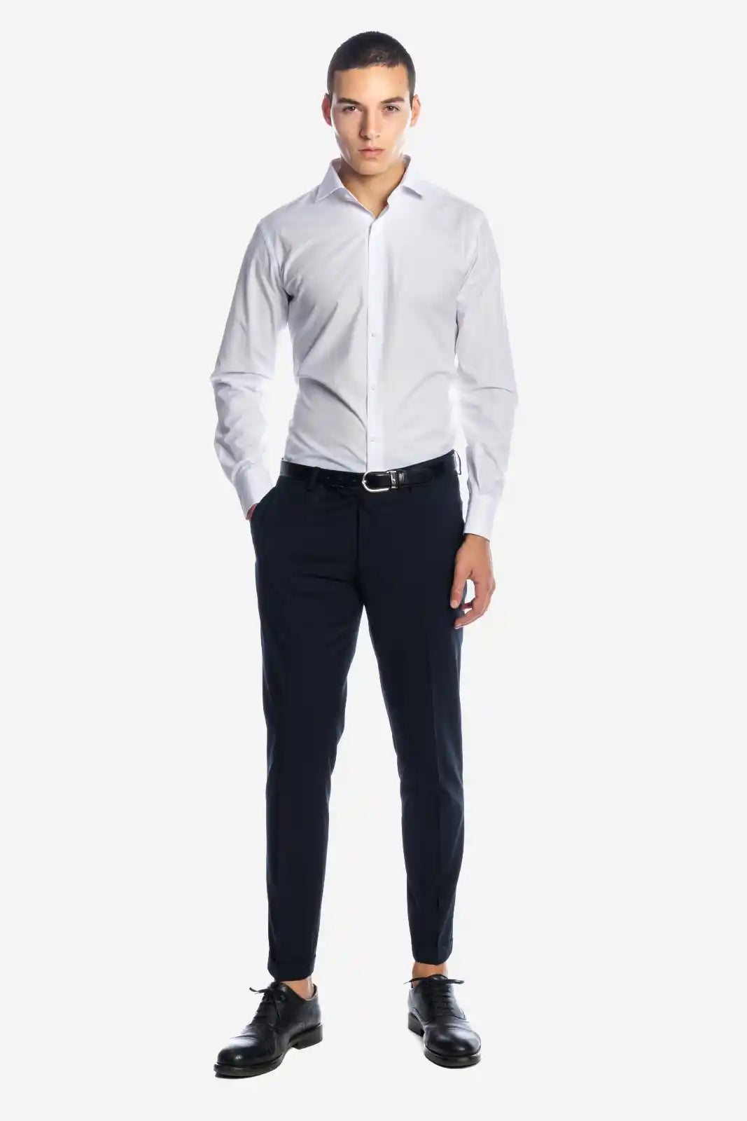 Solid-color cotton shirt