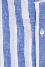 CAMICIA 100% LINO COREANA RIGATA