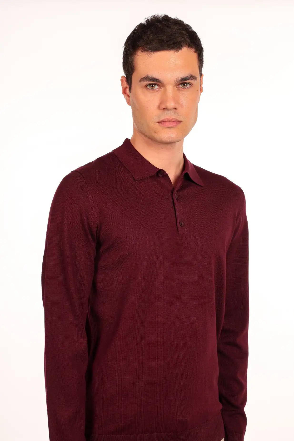 Maglia polo tre bottoni a maniche lunghe