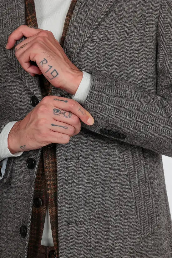 Cappotto spigato monopetto