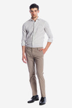 Camicia 100% lino fondo bianco con riga