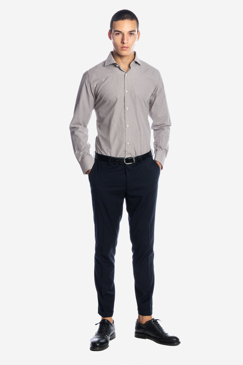 Camicia riga media in puro cotone