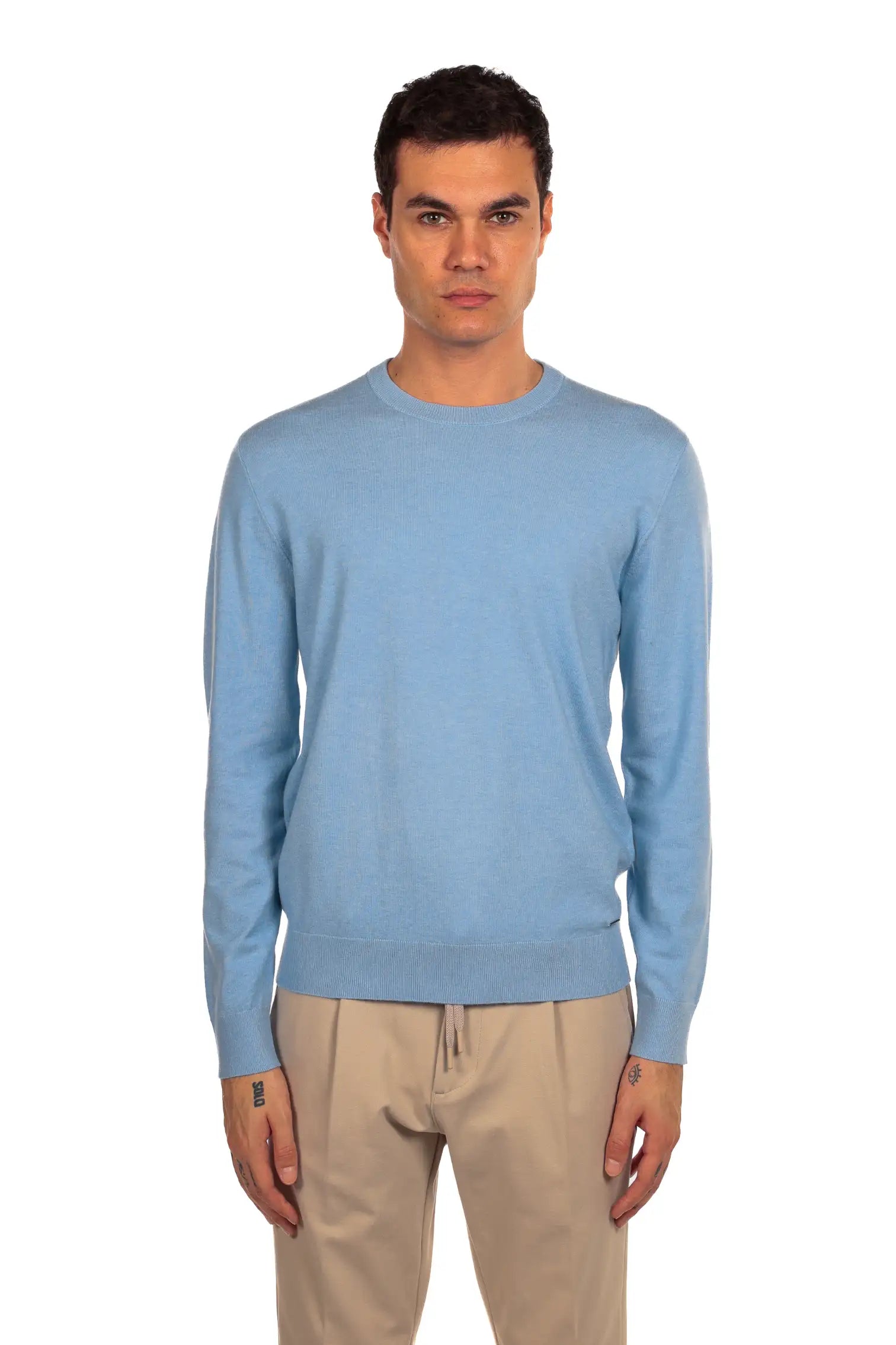 Maglia girocollo tessuto antiallergico effetto lanato