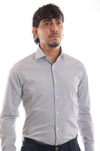 Camicia riga media in puro cotone
