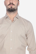 Camicia facile stiro a fantasia occhio cammello