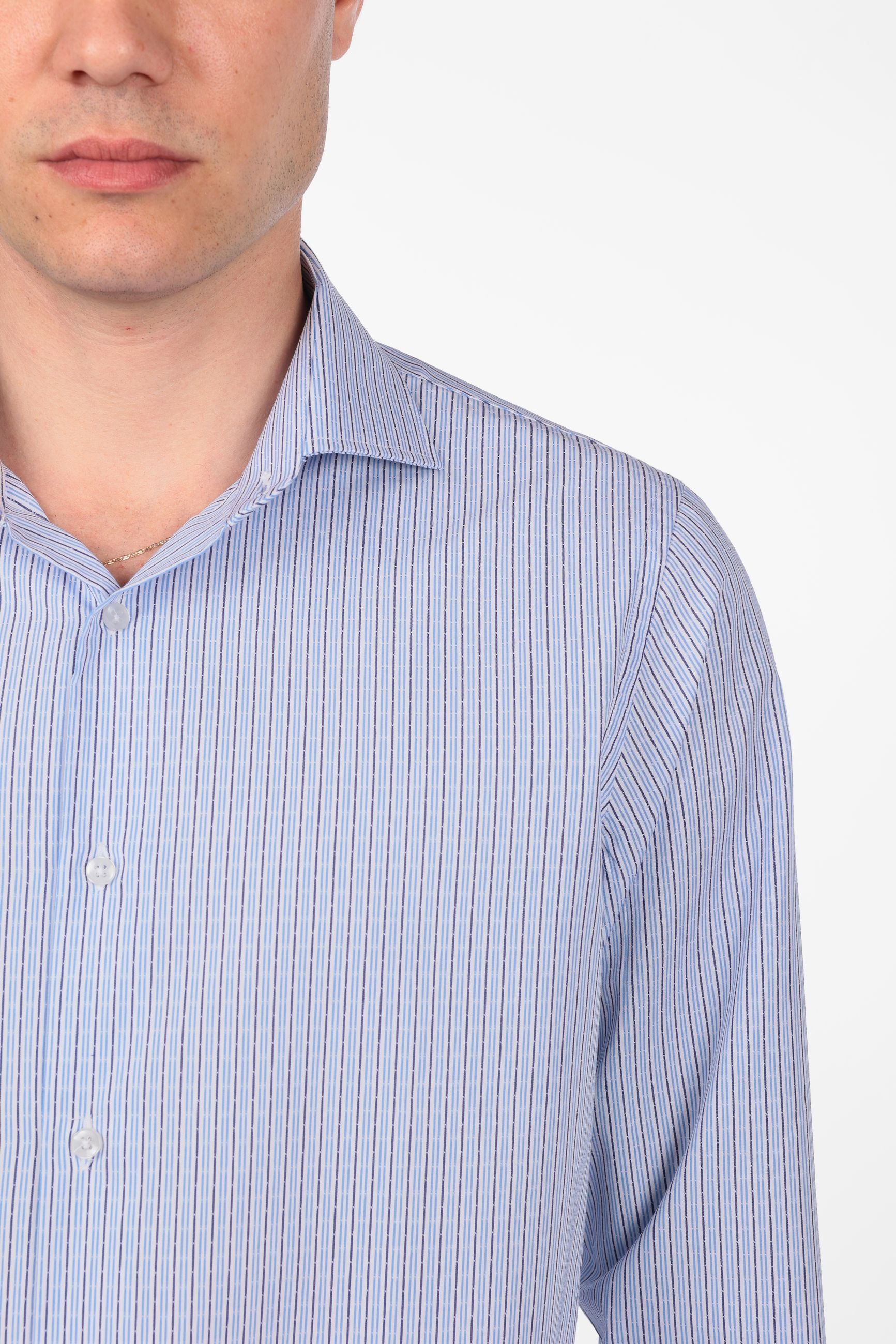 Camicia 100% cotone fantasia bastoncino bicolor