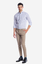 Camicia 100% lino fondo bianco con riga