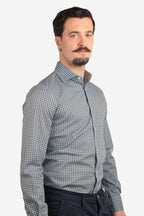 Camicia facile stiro a fantasia fiori-pois