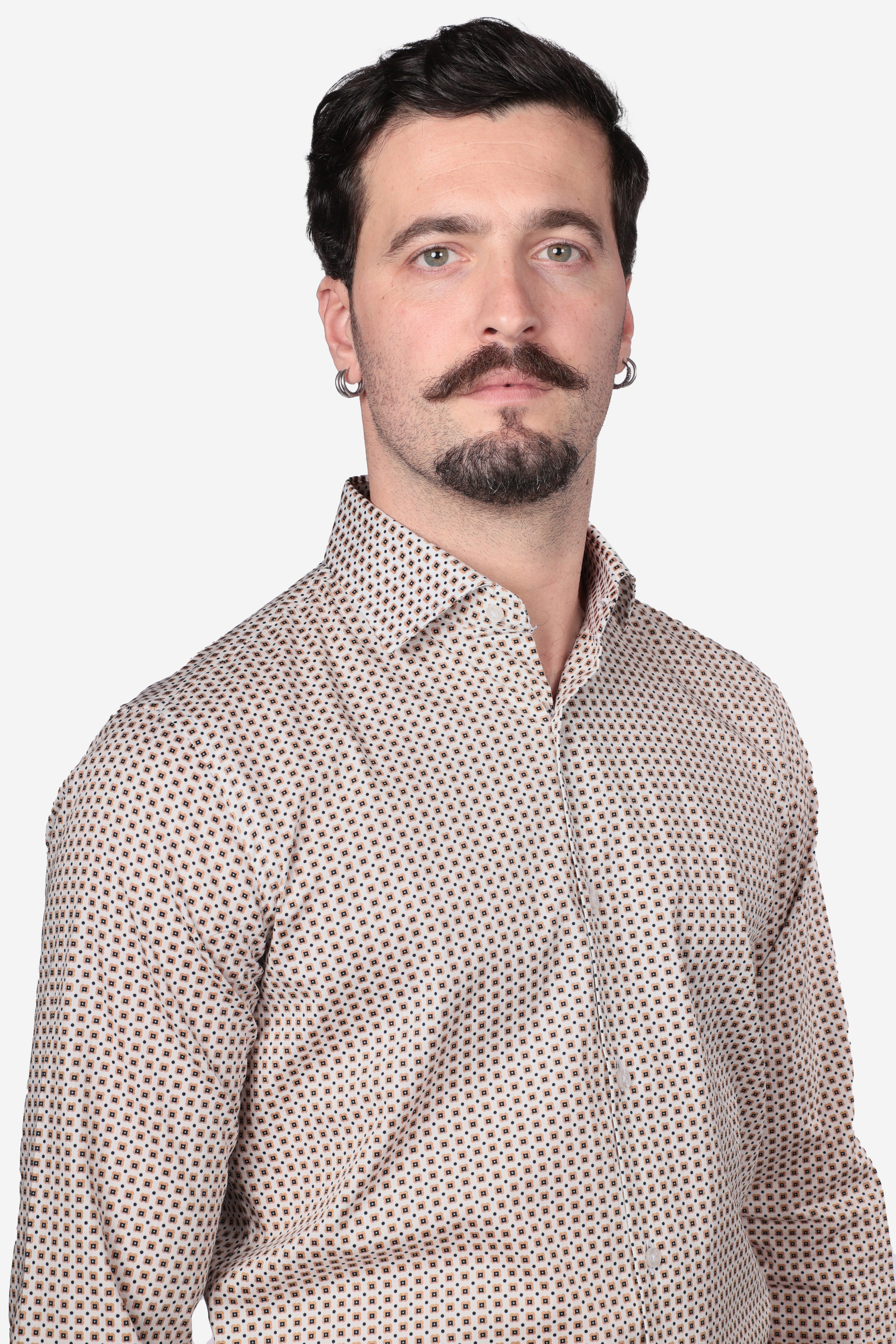 Camicia facile stiro a fantasia fiori-pois