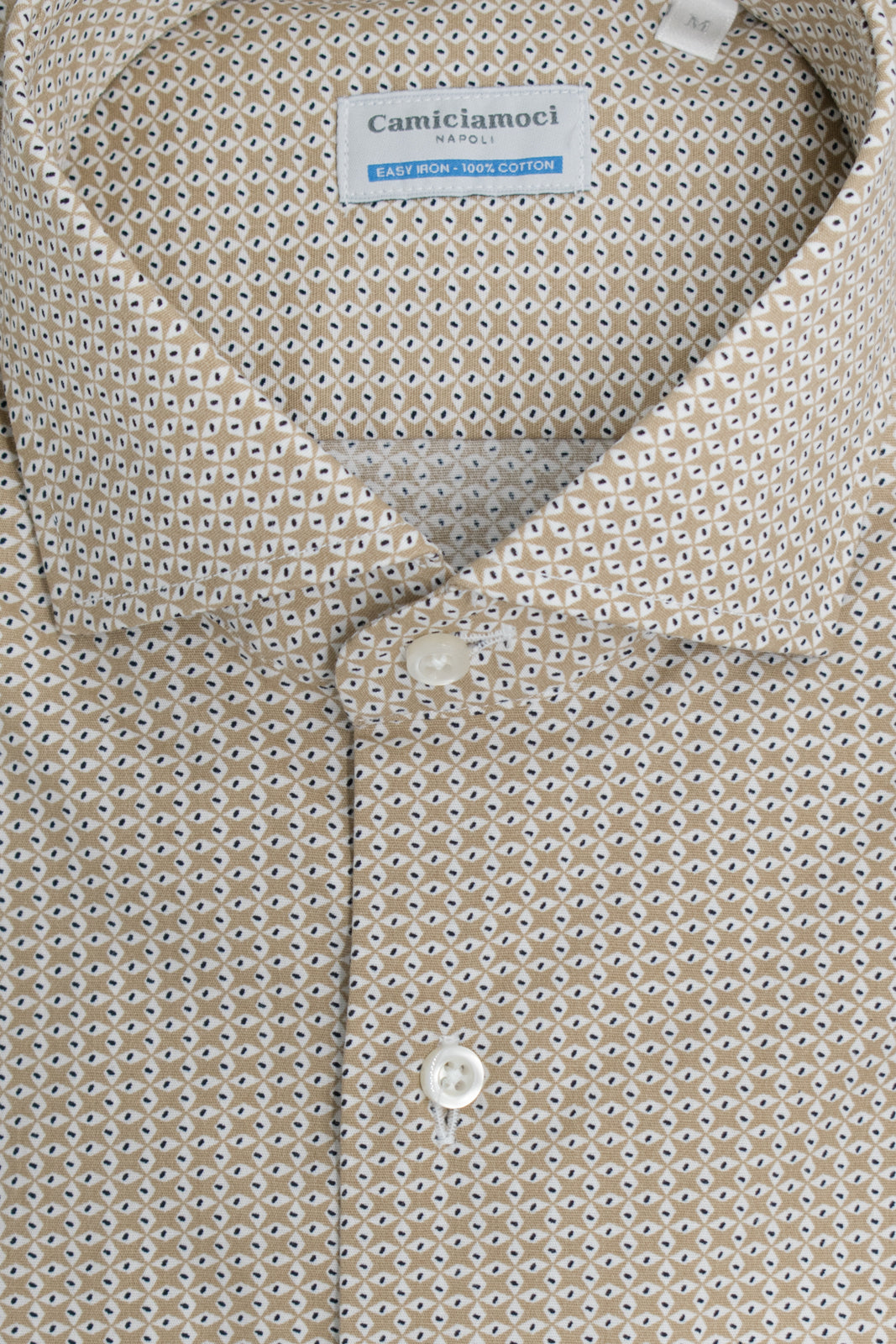 Camicia facile stiro a fantasia occhio cammello