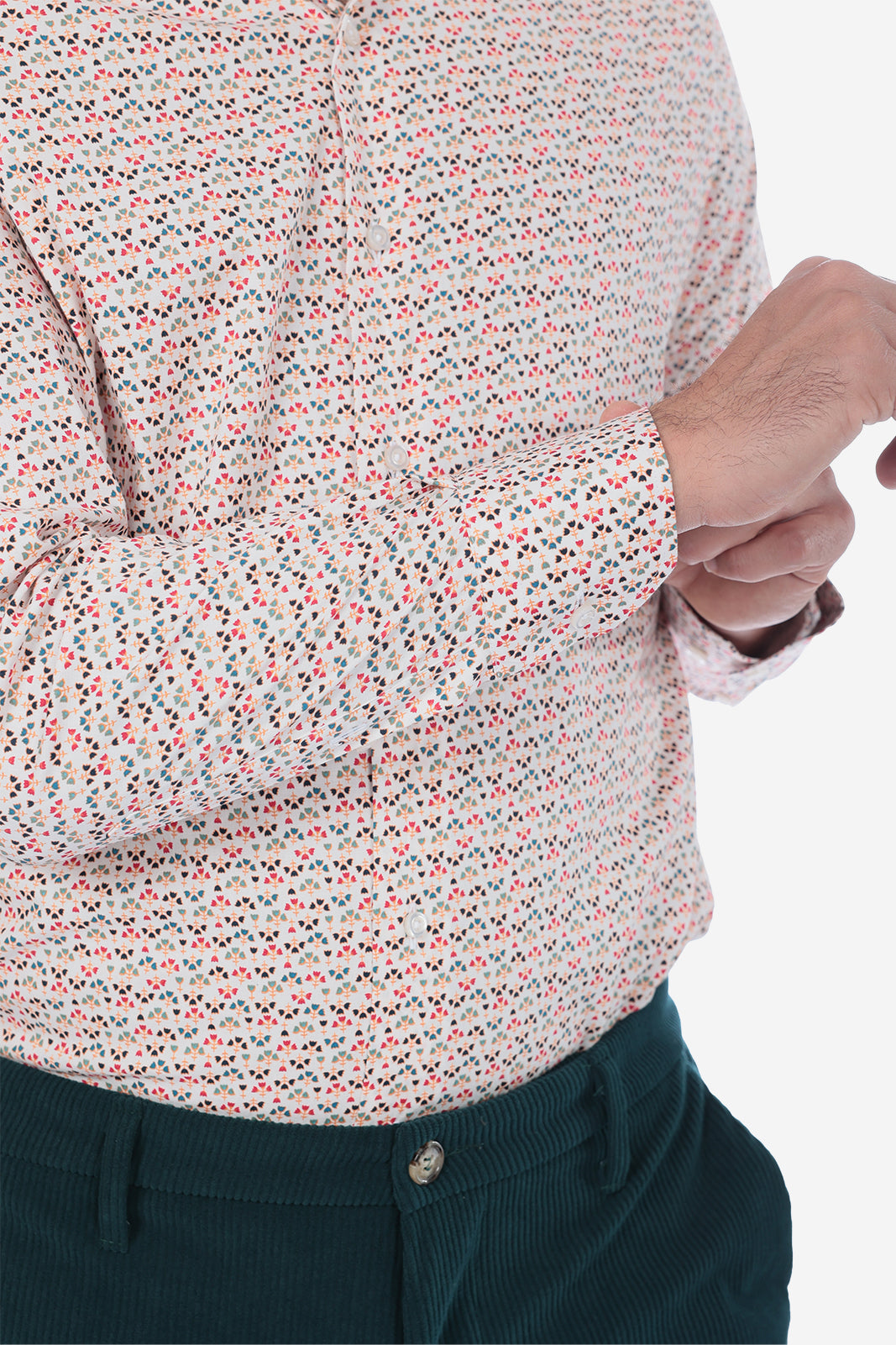 Camicia fantasia bouquet bianco