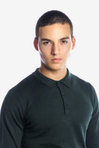Long-sleeved three-button polo shirt
