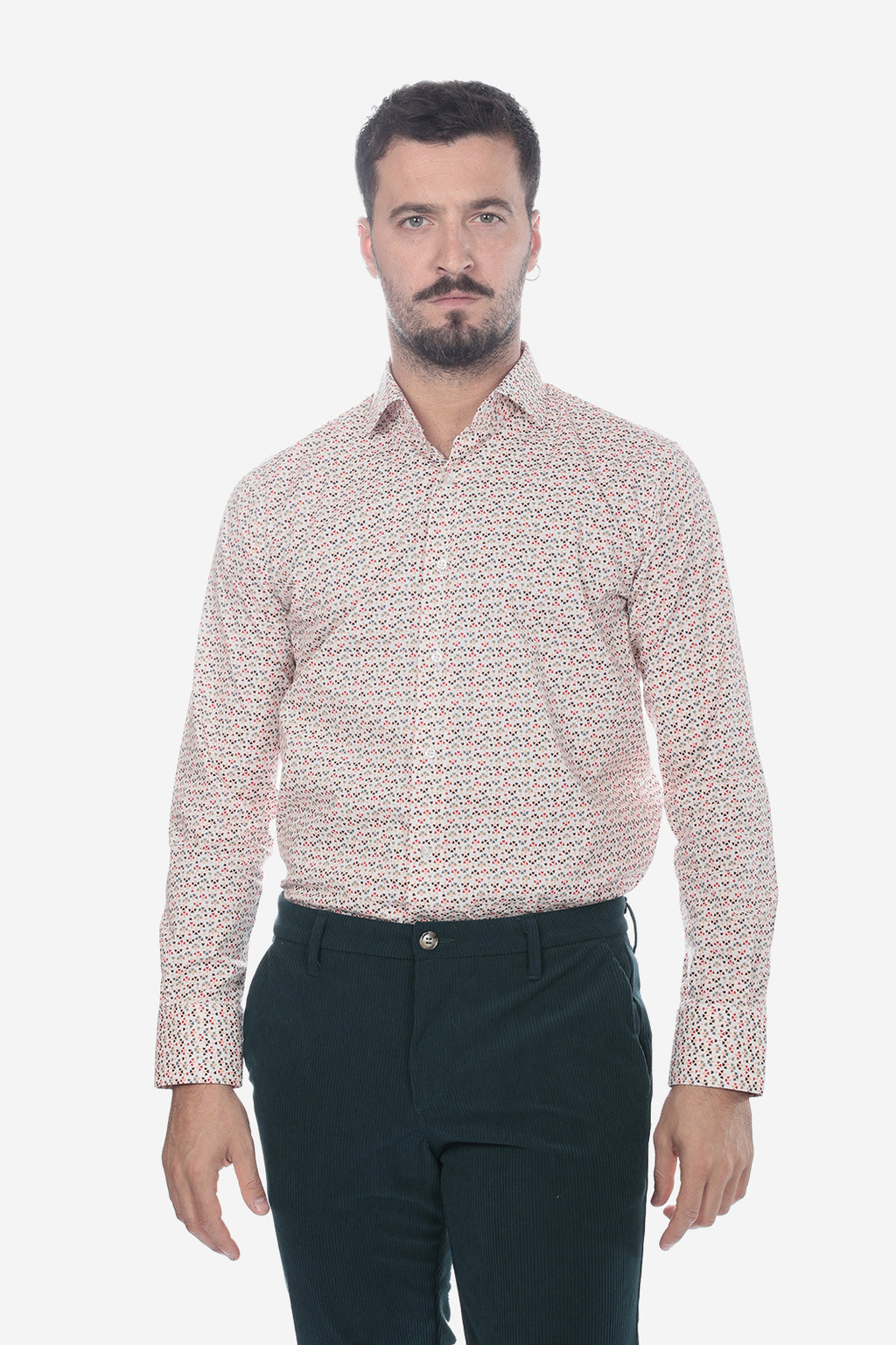 Camicia fantasia bouquet bianco