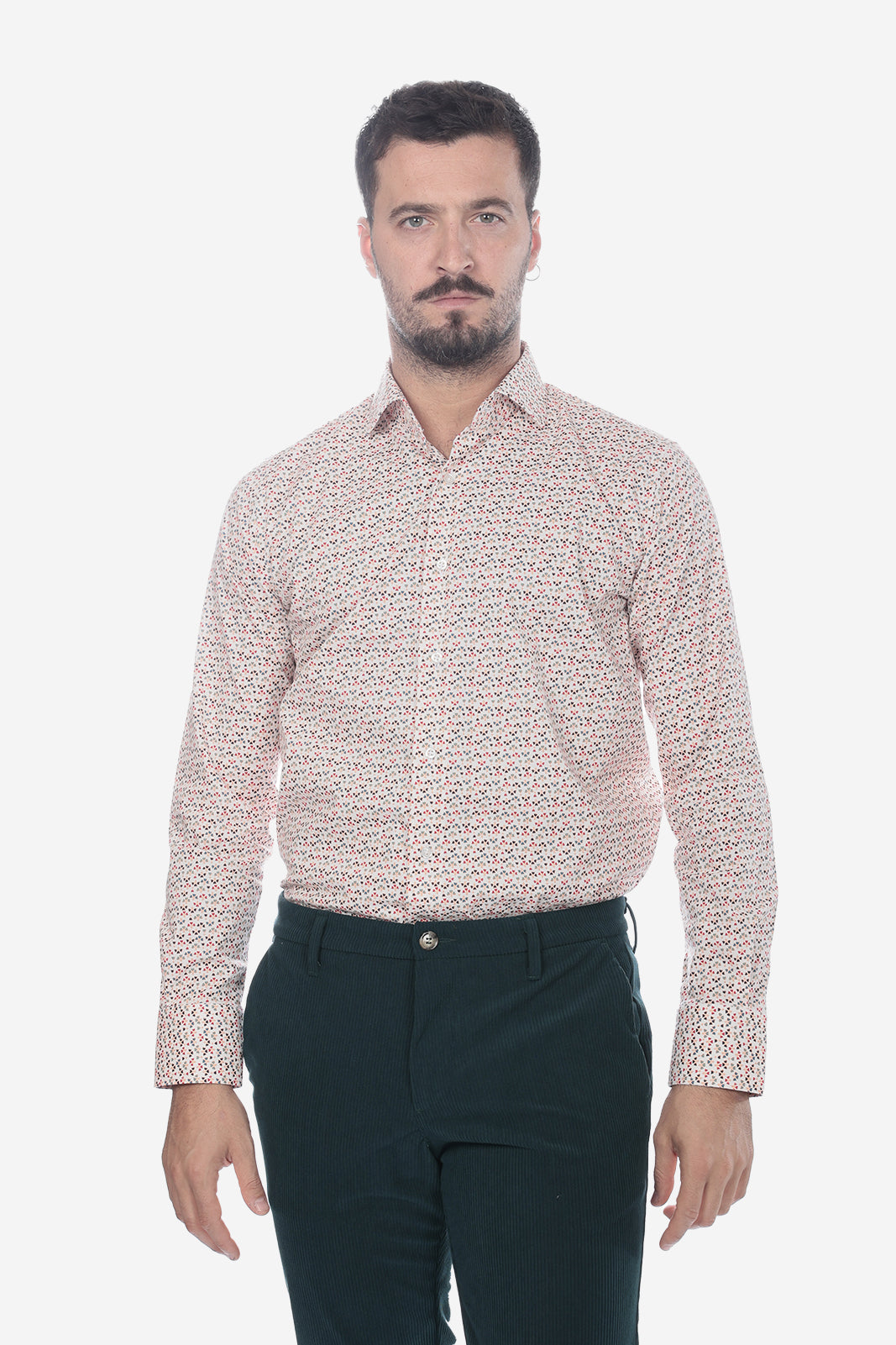 Camicia fantasia bouquet bianco