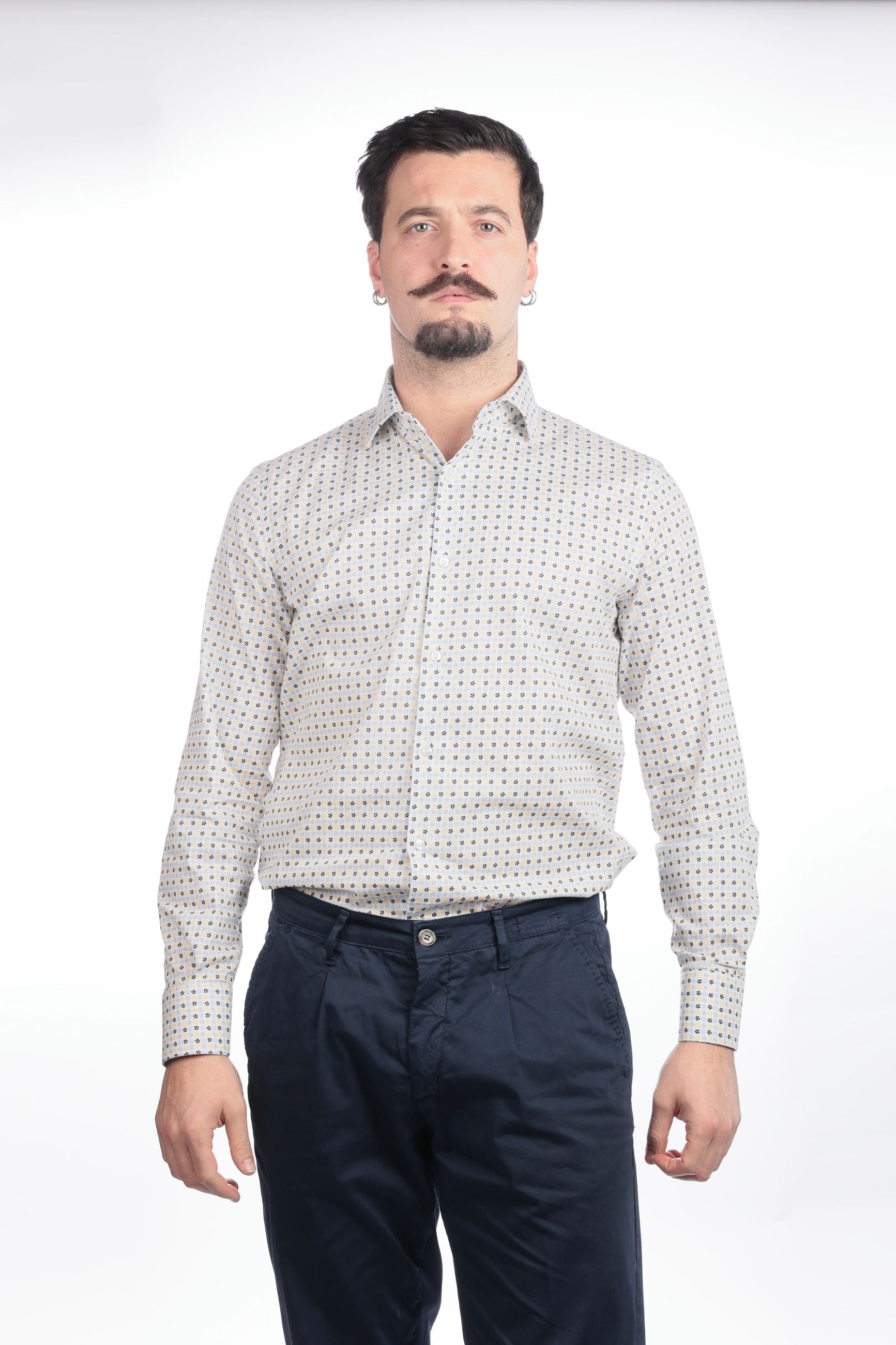 Camicia facile stiro a fantasia 3 fiori