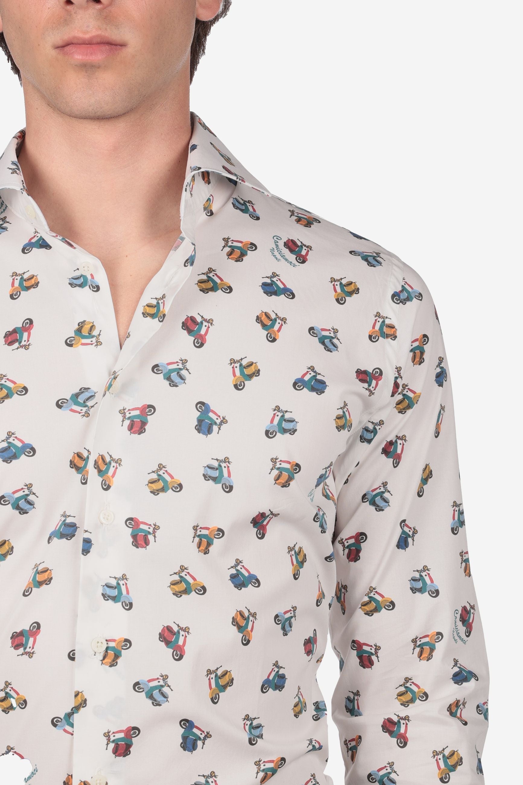 Camicia in 100% cotone fantasia vespa special manica lunga