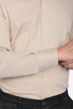 Camicia facile stiro a fantasia occhio cammello