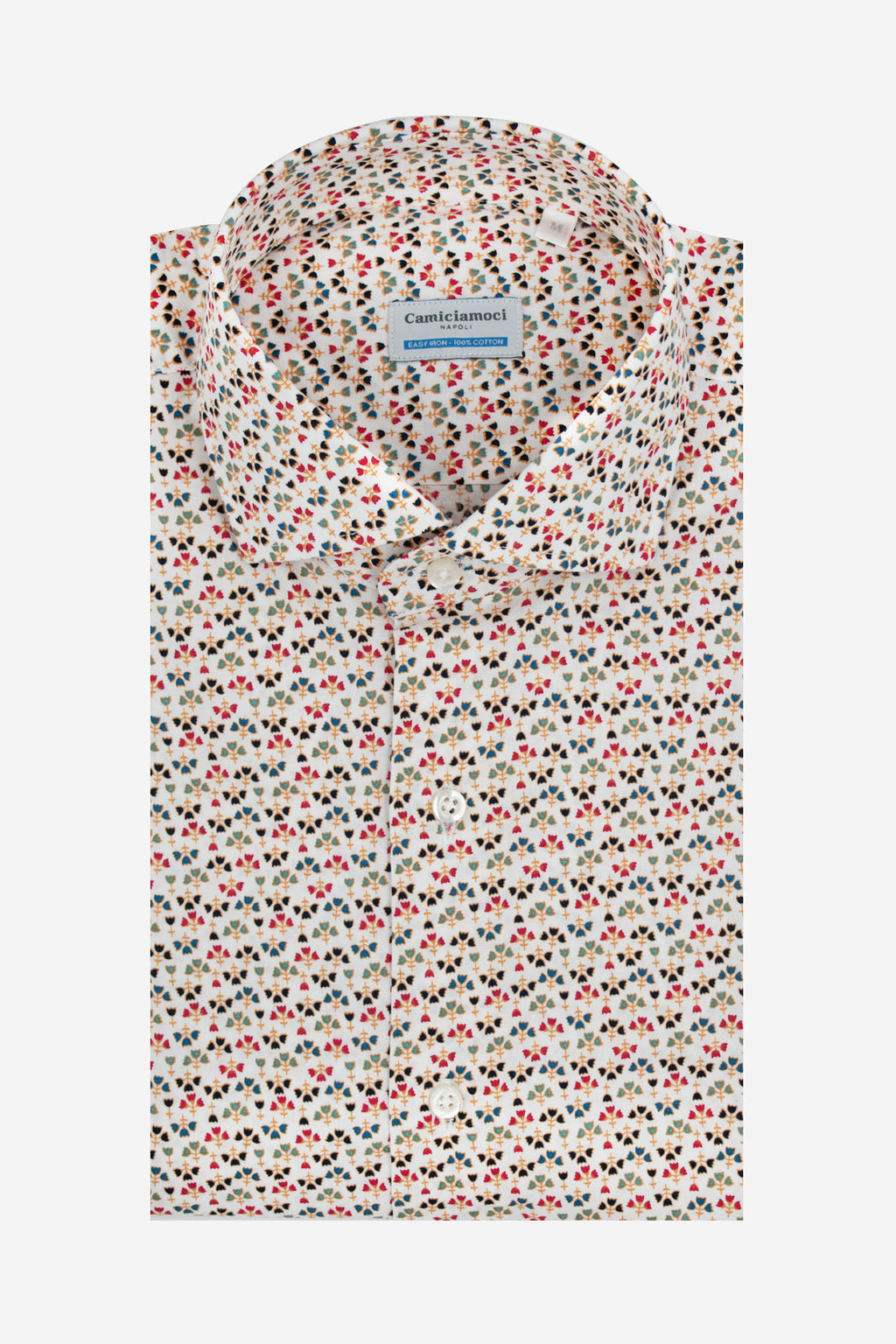 Camicia fantasia bouquet bianco