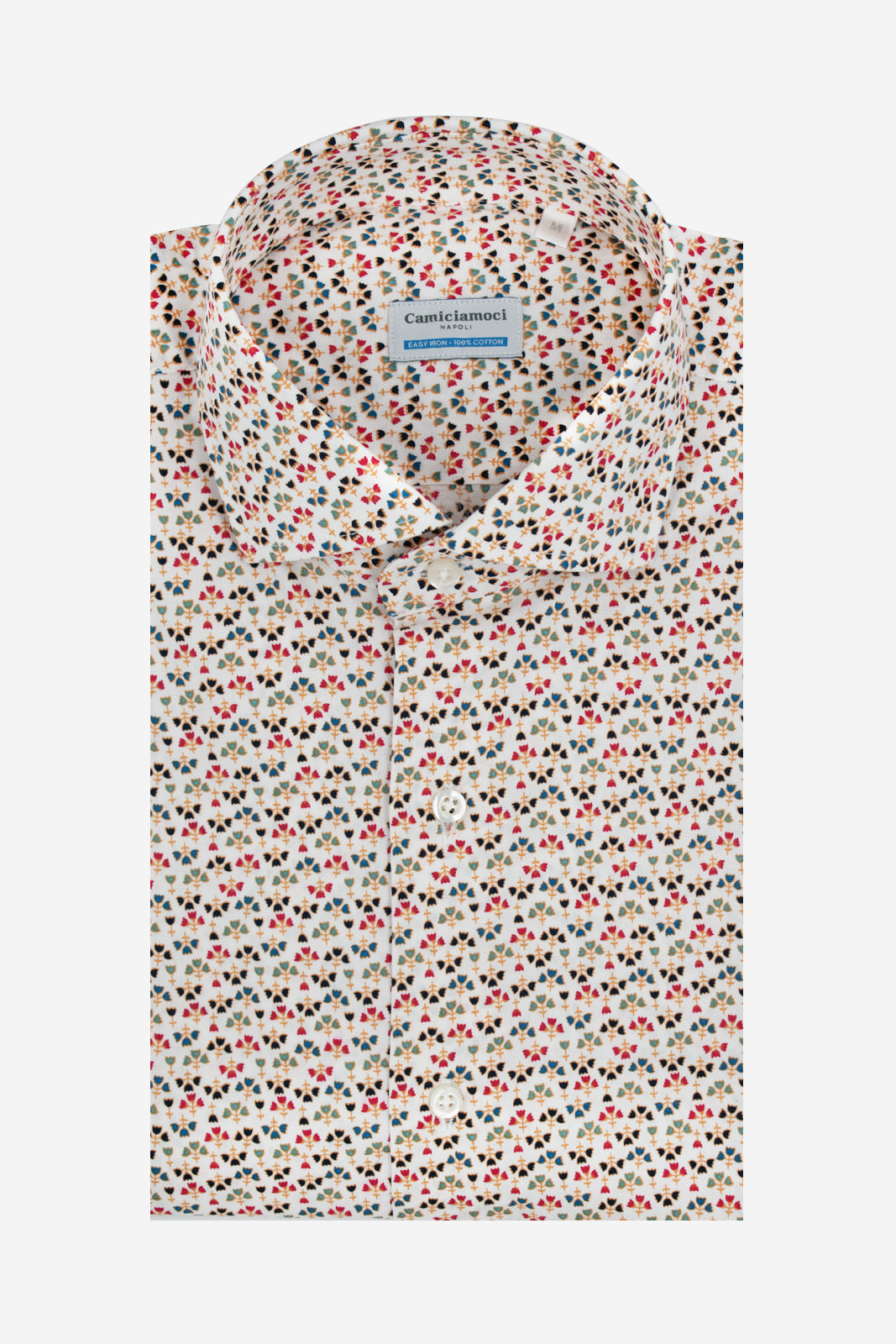 Camicia fantasia bouquet bianco