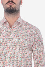 Camicia fantasia bouquet bianco